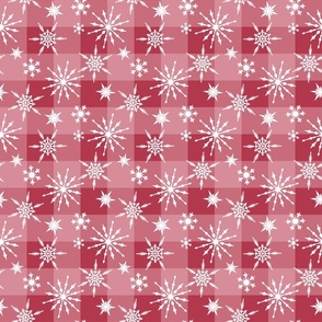 red and pink buffalo check with snowflakes