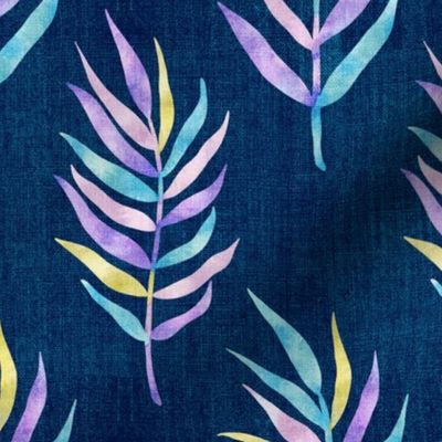 Textured Colored Leaves V1 in Navy Large