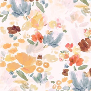Watercolor Floral Soft Spring White - Medium  Scale