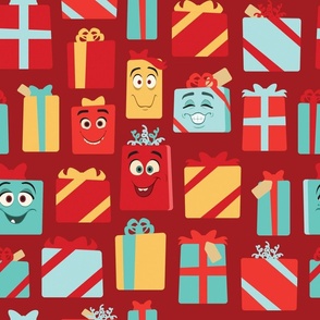 Large Goofy Grinning Gifts On Red