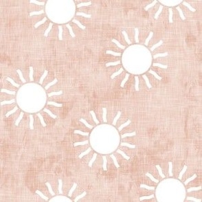 (small scale) Sunshine - suns on pink - pink, teal, gold coordinate pink - C22