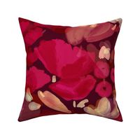 Watercolor Abstract Floral Dark Red - Large Scale