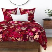 Watercolor Abstract Floral Dark Red - Large Scale