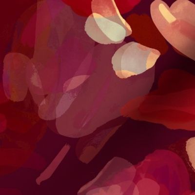 Watercolor Abstract Floral Dark Red - Large Scale