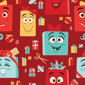 Large Goofy Grinning Gifts On Red