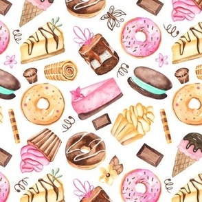 Favorite Desserts – Donuts, Cake, Ice Cream, Chocolate // Sweet Shoppe collection, 12" repeat