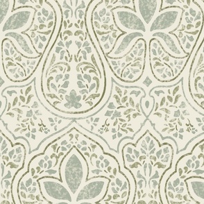 Rajkumari  ~  Batik Custom Colorway #7  - Green and Cream