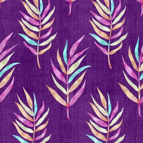 Textured Fruitty Leaves Damask in Purple Large