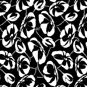 Black & white minimslist flowers blockprint 12 inch