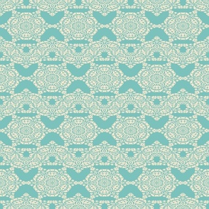 Damask in champagne and teal