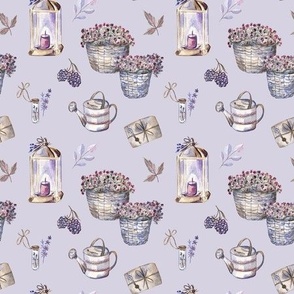 Flower baskets (on lavender background)