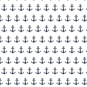 small scale nautical white and navy blue anchors 