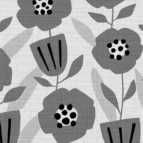 Willow Botanical Grey Black - Mod | Textured | jumbo ©designsbyroochita