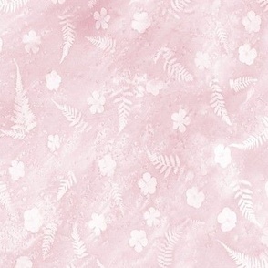 Fern and Flower Sunprints on Shades of Cotton Candy Pink