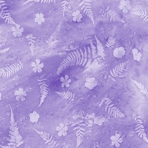 Fern and Flower Sunprints on Shades of Grape