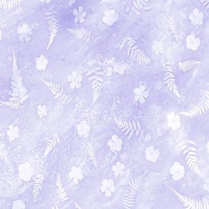 Fern and Flower Sunprints on Shades of Lavender