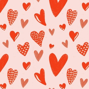Retro Valentine Hearts - medium | Pink | Red ©designsbyroochita