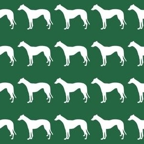 White Greyhound Standing 1.5 Inch Martingale on Emerald Green