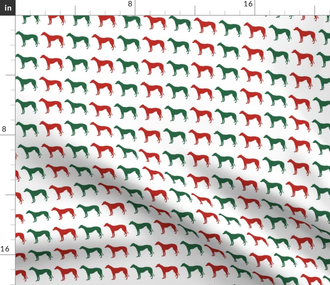 Christmas Greyhound 1.5 Inch Martingale Red Green on White