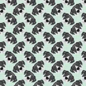 BLACK AND WHITE BOXER PATTERN GREEN 8