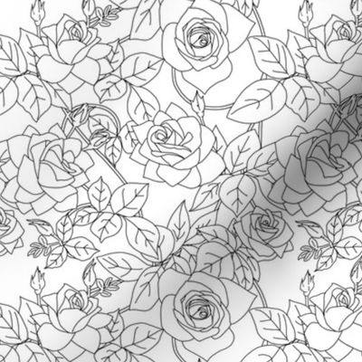 Climbing Rose Coloring Book in Black and White
