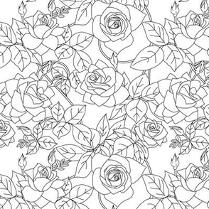 Climbing Rose Coloring Book in Black and White