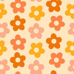 retro florals - pink and yellow