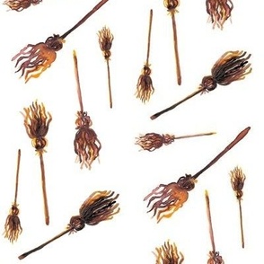 watercolor broomsticks