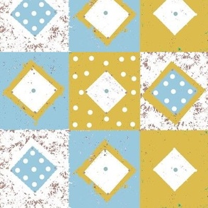 Crackled Summer Patchwork - Gold , White, Stonewash Blue - Spring and Summer Collection 2022
