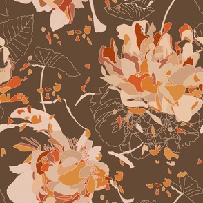 Broken Peonies Brown Large_Iveta Abolina