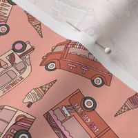 small ice cream van fabric - retro ice cream, British ice cream vans, Andrea Lauren fabric - boho
