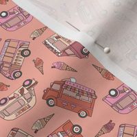 mini ice cream van fabric - retro ice cream, British ice cream vans, Andrea Lauren fabric - boho