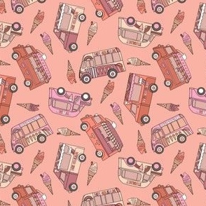 mini ice cream van fabric - retro ice cream, British ice cream vans, Andrea Lauren fabric - boho