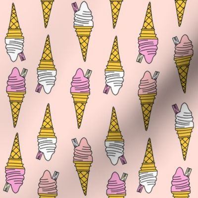 ice cream cone fabric - ice cream, summer, retro, classic, British, uk, Andrea Lauren, - pink