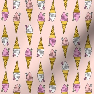 small ice cream cone fabric - ice cream, summer, retro, classic, British, uk, Andrea Lauren, - pink