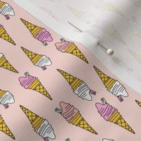 mini ice cream cone fabric - ice cream, summer, retro, classic, British, uk, Andrea Lauren, - pink