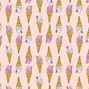 mini ice cream cone fabric - ice cream, summer, retro, classic, British, uk, Andrea Lauren, - pink