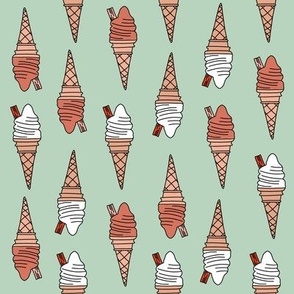 ice cream cone fabric - ice cream, summer, retro, classic, British, uk, Andrea Lauren, - mint