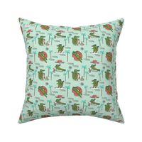 SMALL alligator vacation // tropical beach gator cute animal fabric character mint