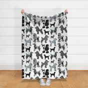 Large jumbo scale // Origami and geometric metallic poodle friends // white background black and metal silver paper dog breeds