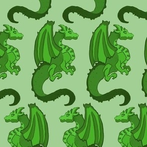 Green Dragons on Light Green