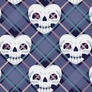 Skull Heart Tartan Purple