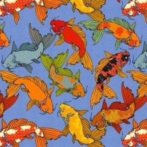Spectacular Koi on a periwinkle background, smaller scale
