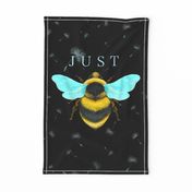 Just Bee Tea Towel on a black linen background