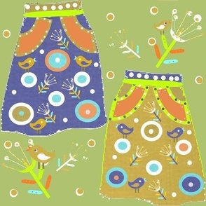 Vintage Summer Skirt Pockets  - Sage Green,  Spring and Summer Collection 2022 - Version 3a