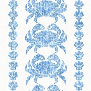 Crab Linen Stripe, Grecian Blue 