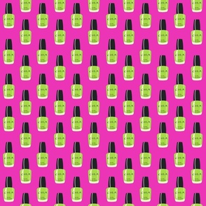 Lime nail polish on Hot Pink background