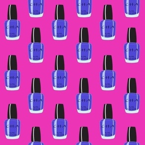 Periwinkle nail polish on Pink background