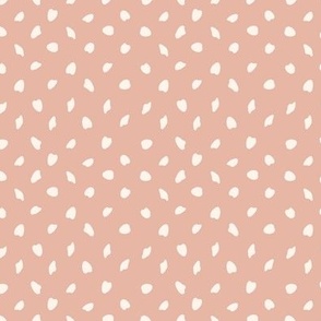 Small Baby Puffin Dimple Polk Dot with Salmon Pink Background