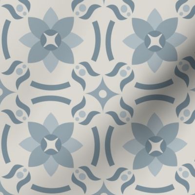 Geometric Pattern: Waterlily: Bluestone